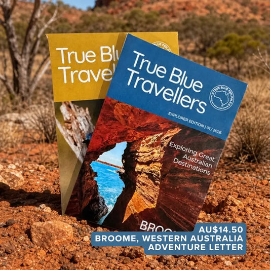 A collection of previous True Blue Pen Pals subscription boxes, each exploring a unique Australian destination.